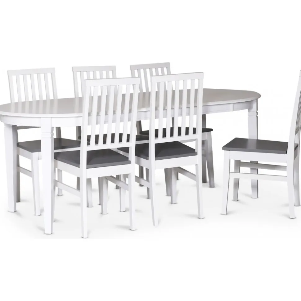 Sandhamn matgrupp; Ovalt matbord med 6 st Fårö matstolar