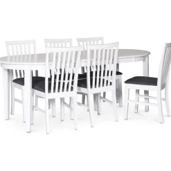 Sandhamn matgrupp; Ovalt matbord med 6 st Sandhamn Alice matstolar