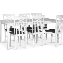 Sandhamn matgrupp; 180x95 cm bord med 6 st Sofiero matstolar + 4.00 x Möbeltassar