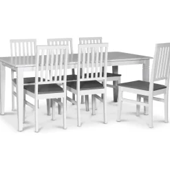 Sandhamn matgrupp; 180x95 cm bord med 6 st Fårö matstolar + 6.00 x Stolsdyna