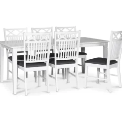 Sandhamn matgrupp; 180x95 cm bord med 6 st Sandhamn Gripsholm matstolar