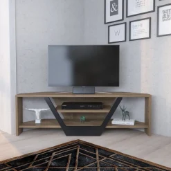 Sares TV-bänk - Valnöt/svart