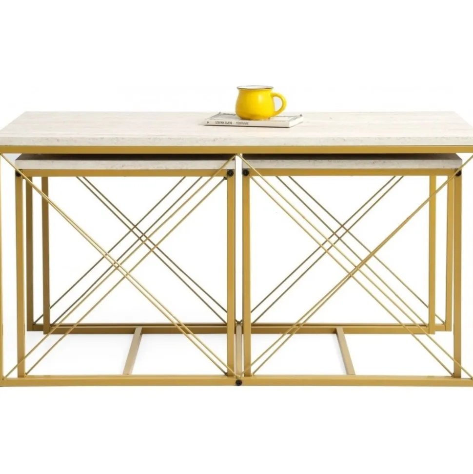 Satsbord Defne i 3 delar - Guld/marmor