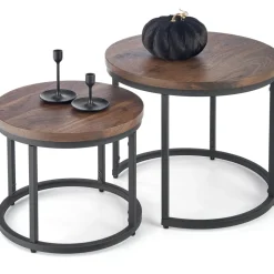 Satsbord valnöt/svart Ø43/53 cm - Tore