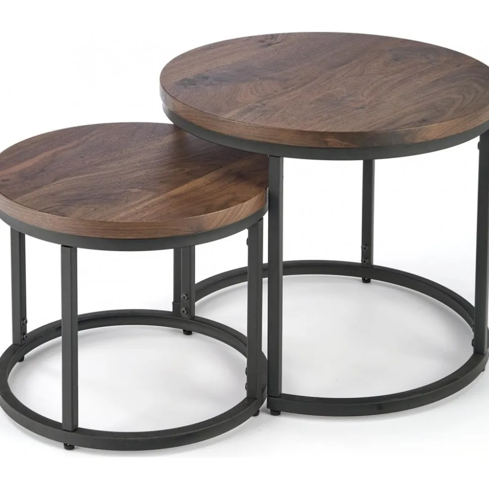 Satsbord valnöt/svart Ø43/53 cm - Tore