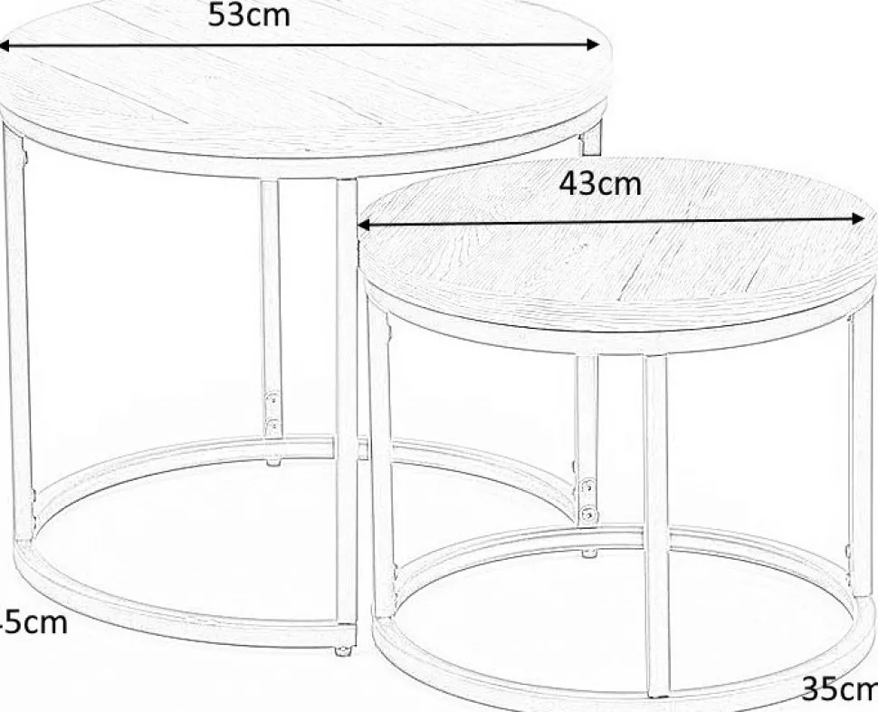 Satsbord valnöt/svart Ø43/53 cm - Tore