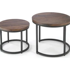 Satsbord valnöt/svart Ø43/53 cm - Tore + Möbeltassar