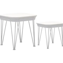 Satsbord 55x55 cm / 45x45 cm - Vit + Möbeltassar