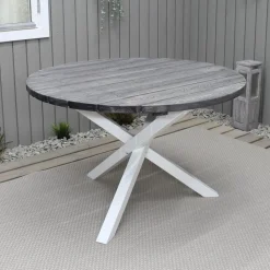 Scottsdale matbord Ø112 cm - Shabby Chic Grå/Vit + Rengöringsmedel för utemöbler