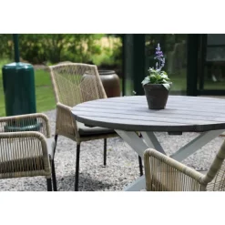 Scottsdale utematgrupp runt bord med 4 st Ystad karmstolar - Grå/Svart/Vit