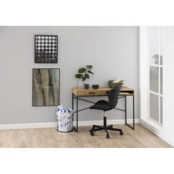 Seaford skrivbord 110 cm - Ek/svart + Möbeltassar