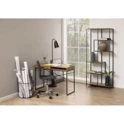 Seaford skrivbord 110 cm - Ek/svart + Möbeltassar