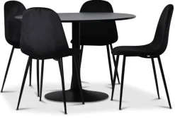 Seat matgrupp, matbord med 4 st Carisma sammetsstolar - Svart/Svart + 3.00 x Möbeltassar