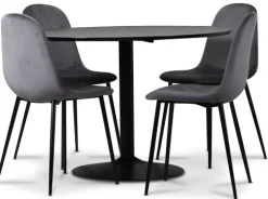 Seat matgrupp, matbord med 4 st Carisma sammetsstolar - Svart/Grå