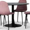 Seat matgrupp, matbord med 4 st Carisma sammetsstolar - Svart/Korall + 3.00 x Möbeltassar