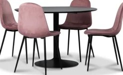 Seat matgrupp, matbord med 4 st Carisma sammetsstolar - Svart/Korall