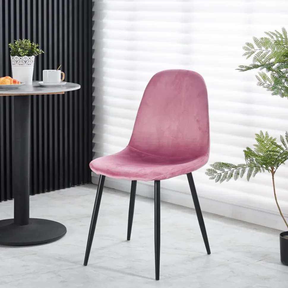 Seat matgrupp, matbord med 4 st Carisma sammetsstolar - Svart/Korall