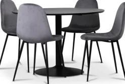 Seat matgrupp, matbord med 4 st Carisma sammetsstolar - Svart/Grå + 4.00 x Stolsdyna