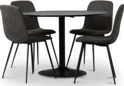 Seat matgrupp, matbord med 4 st Smokey matstolar - Svart/Vintage