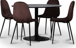 Seat matgrupp, matbord med 4 st Carisma sammetsstolar - Svart/Bordeaux + 4.00 x Stolsdyna