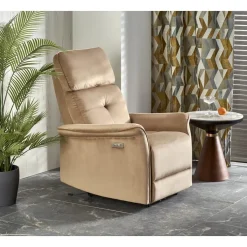 Semir elektrisk reclinerfåtölj med USB - beige sammet