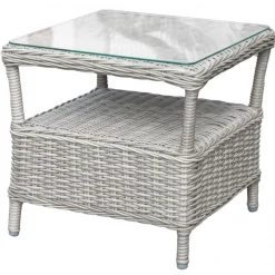 Sidobord 48x48x45 cm grå konstrotting - Tor + Rengöringsmedel för utemöbler