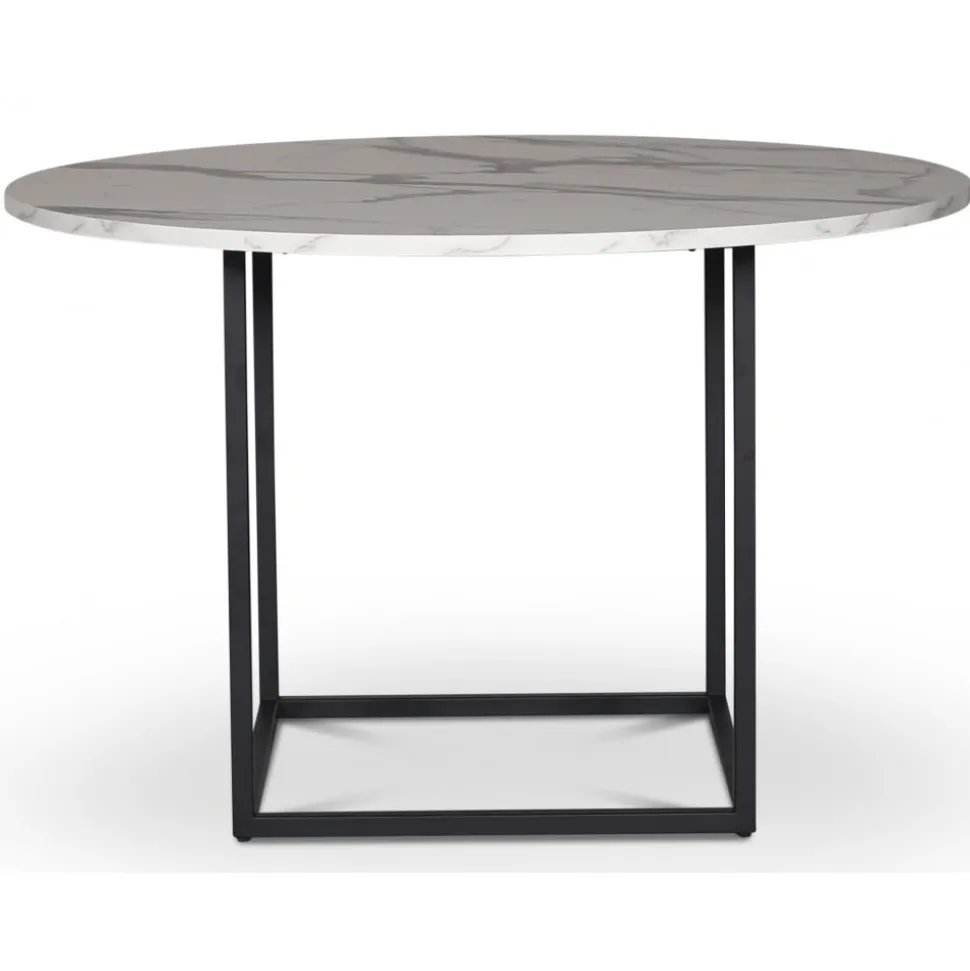 Sintorp runt matbord Ø115 cm - Vit marmor (Exklusivt laminat) + Möbeltassar