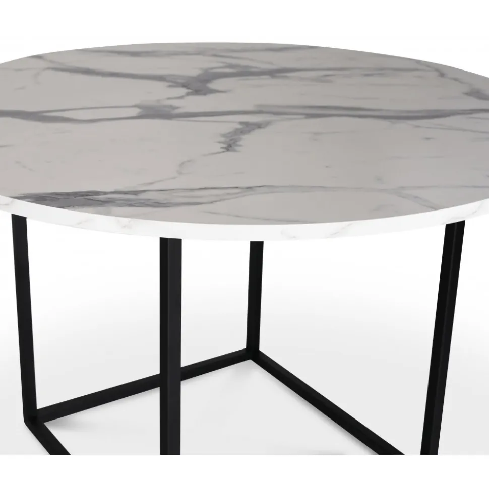 Sintorp runt matbord Ø115 cm - Vit marmor (Exklusivt laminat) + Möbeltassar