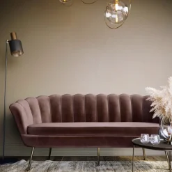 3-sits soffa i brun sammet - Kingsley + Möbeltassar