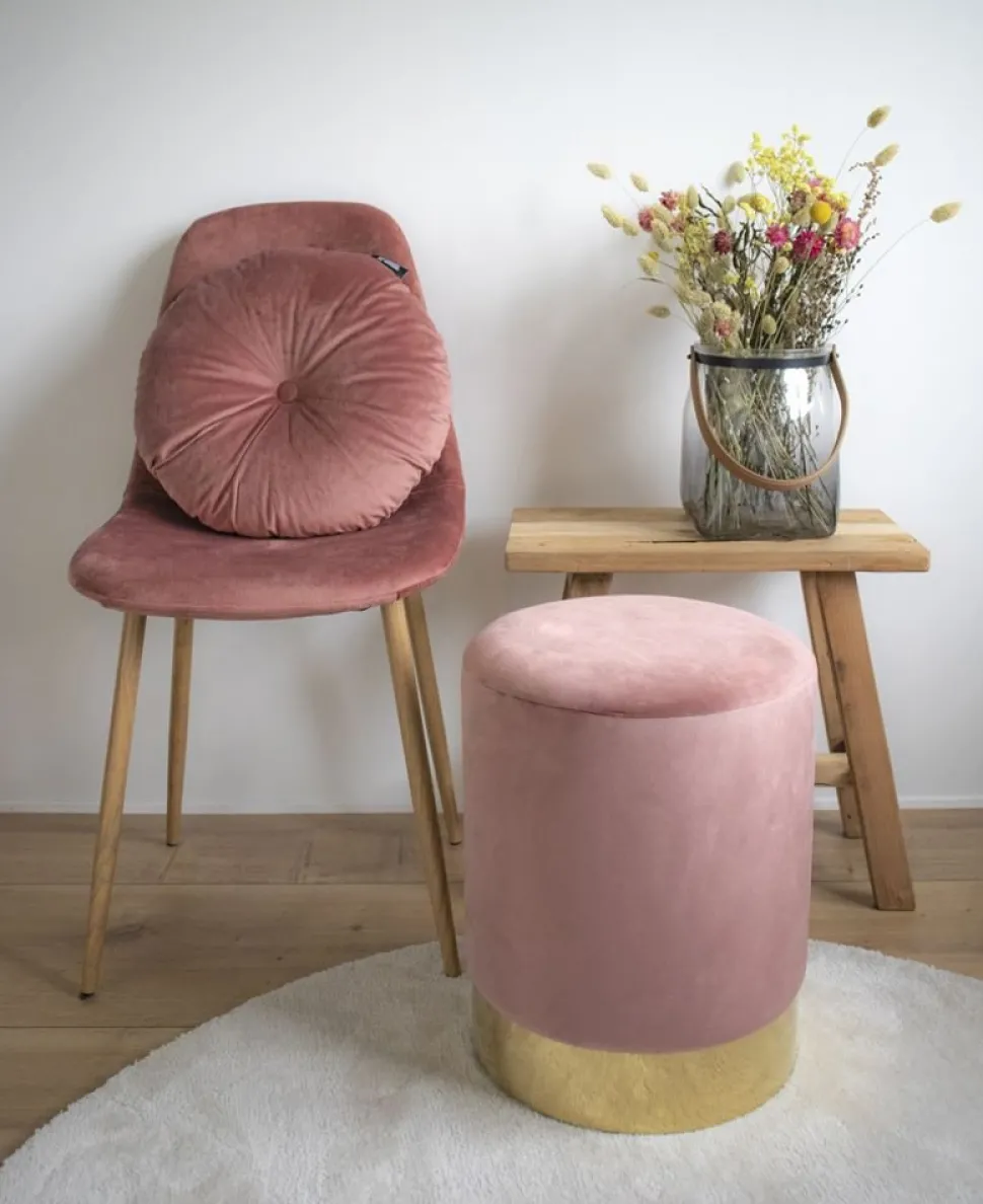 Sittpuff - Rosa/mässing + Fläckborttagare för möbler