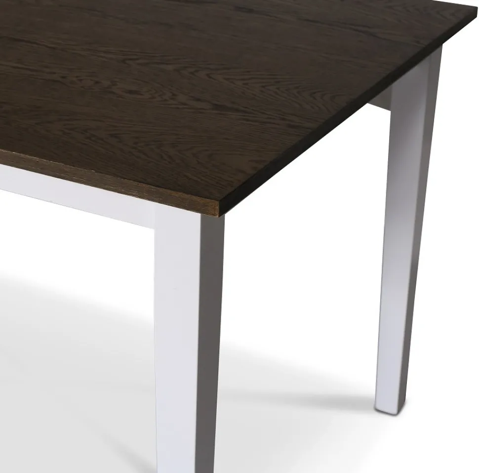 Skagen matgrupp; matbord 140 cm - Vit / brunbetsad ek med 4 st Danderyd No.16 matstolar Svart + 3.00 x Möbeltassar