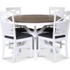 Skagen matgrupp; runt matbord Ø120 cm - Vit / brunoljad ek med 4 st Skagen stolar med grå sits + 3.00 x Möbeltassar
