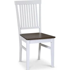 Skagen matgrupp; runt matbord Ø120 cm - Vit / brunoljad ek med 4 st Skagen stolar (Ribbor i ryggen) med brunoljad eksits