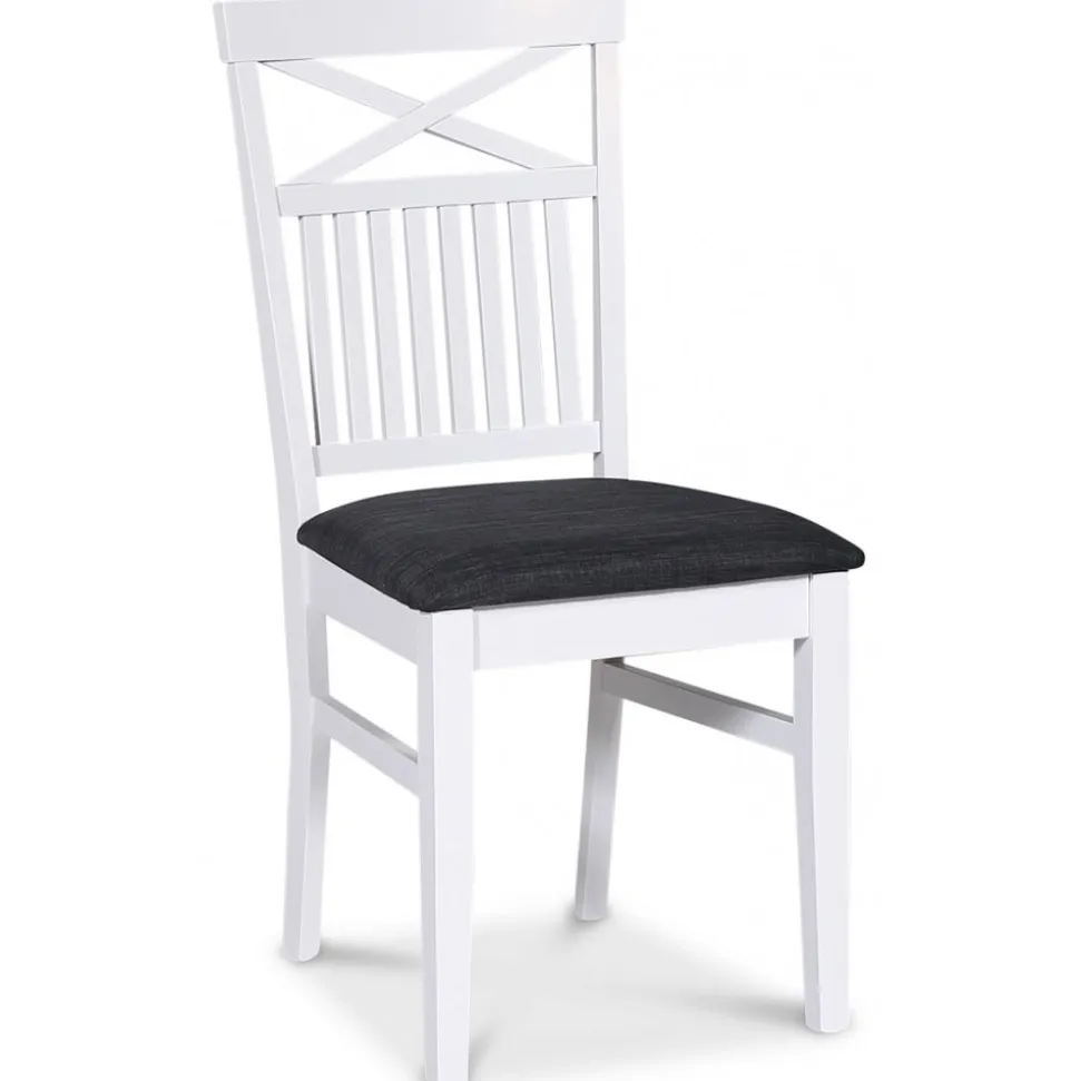 Skagen matgrupp; runt matbord Ø120 cm - Vit / brunoljad ek med 4 st Skagen stolar med grå sits