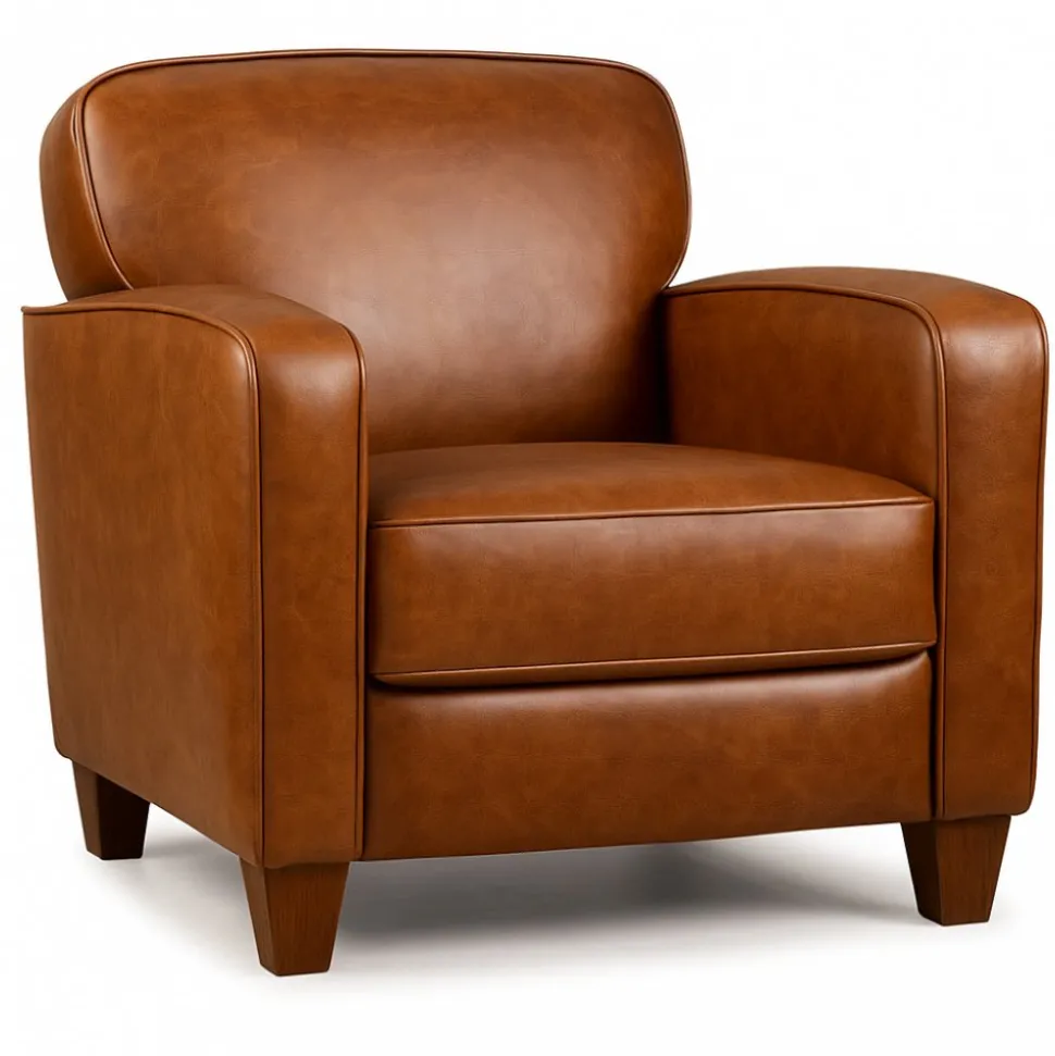 Skinnfåtölj Rodger - Brunt anilinläder