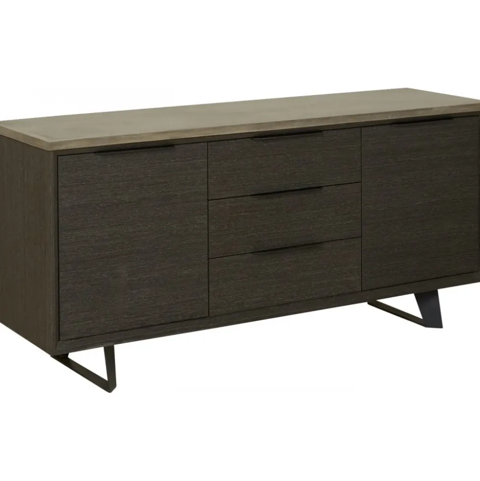 Skänk 160 cm bred mörkbetsad ek med betongskiva