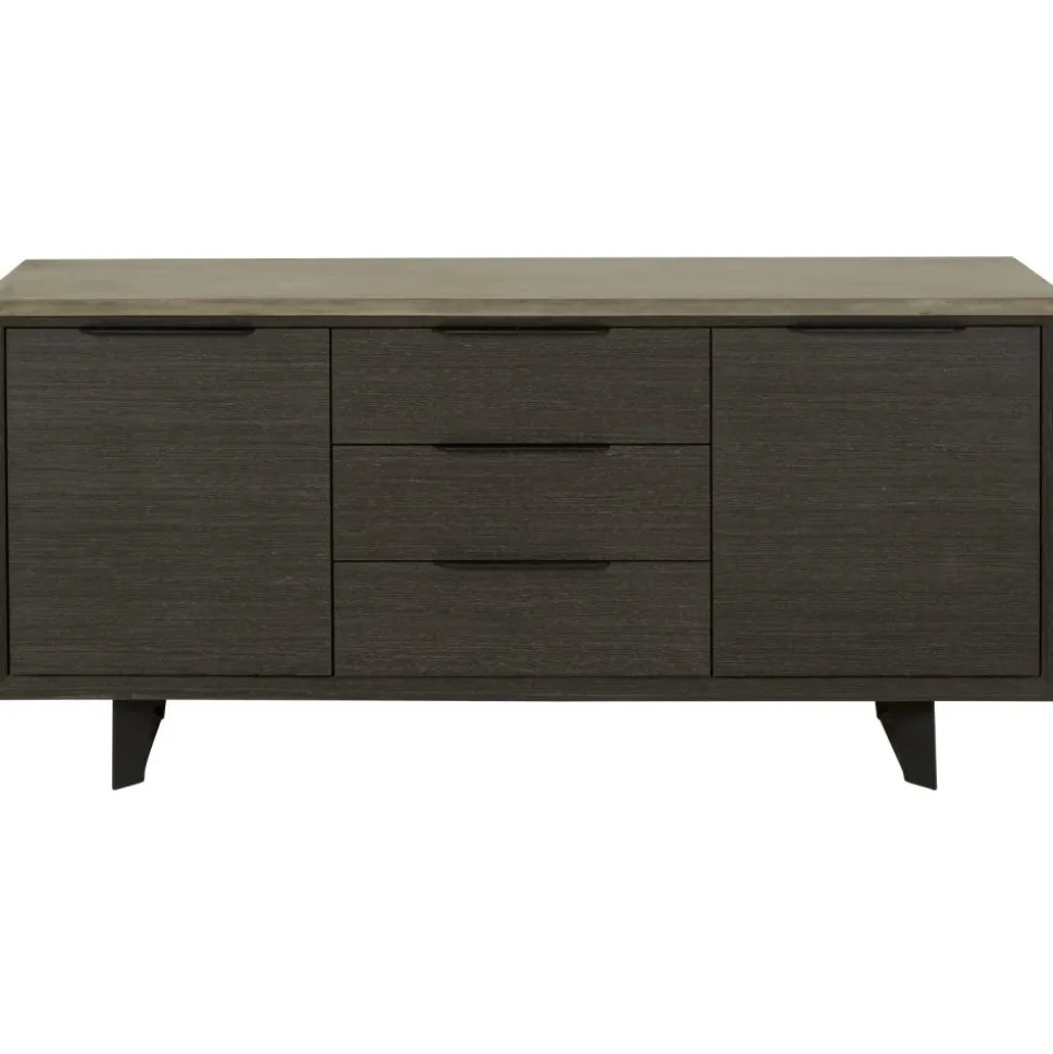 Skänk 160 cm bred mörkbetsad ek med betongskiva