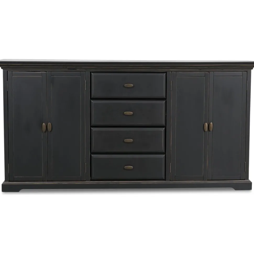 Skänk 180 cm bred svart + Möbeltassar