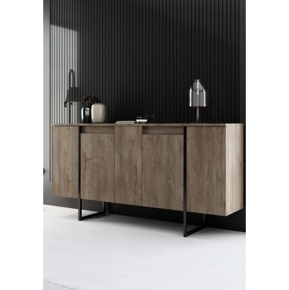 Skänk Lux i Valnöt/Svart - 160 cm