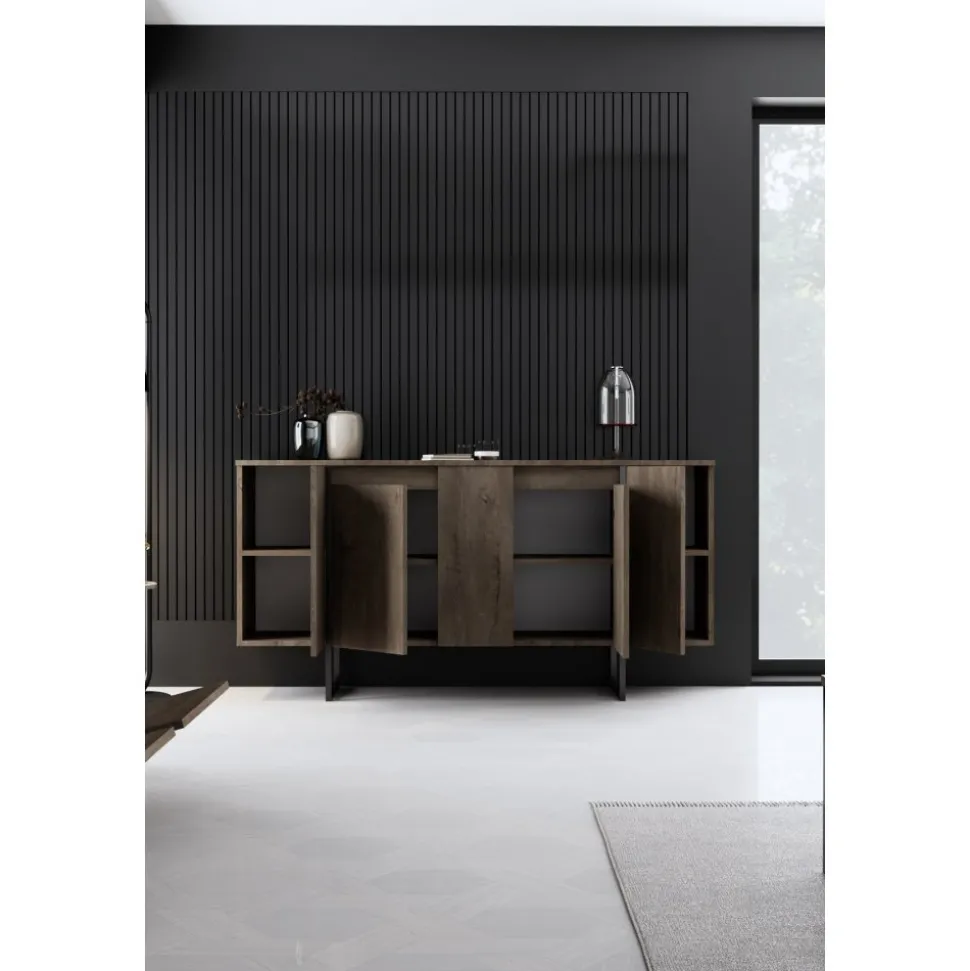 Skänk Lux i Valnöt/Svart - 160 cm