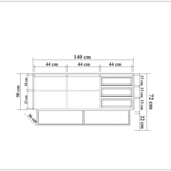Skänk Ruba i valnöt - 140 cm + Möbeltassar
