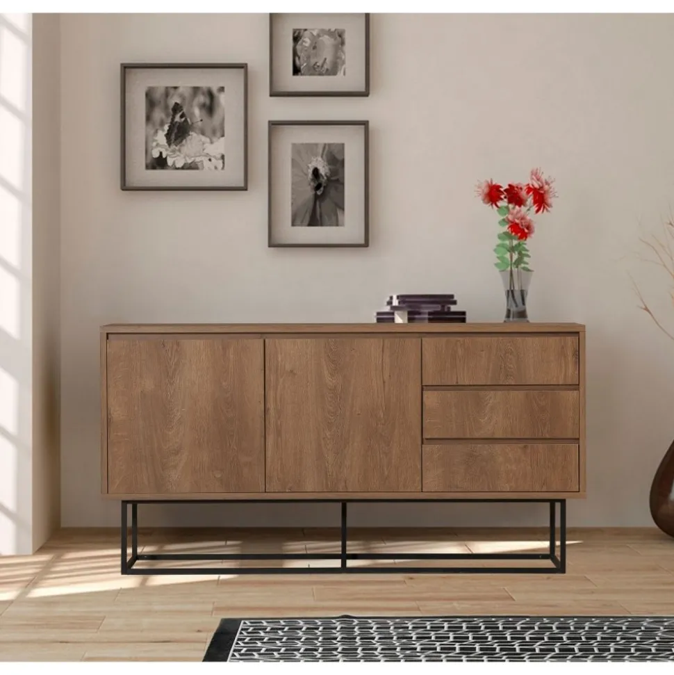 Skänk Ruba i valnöt - 140 cm + Textilrengöring för möbler