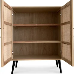 Skåp i rotting med svarta handtag - React + Textilrengöring för möbler