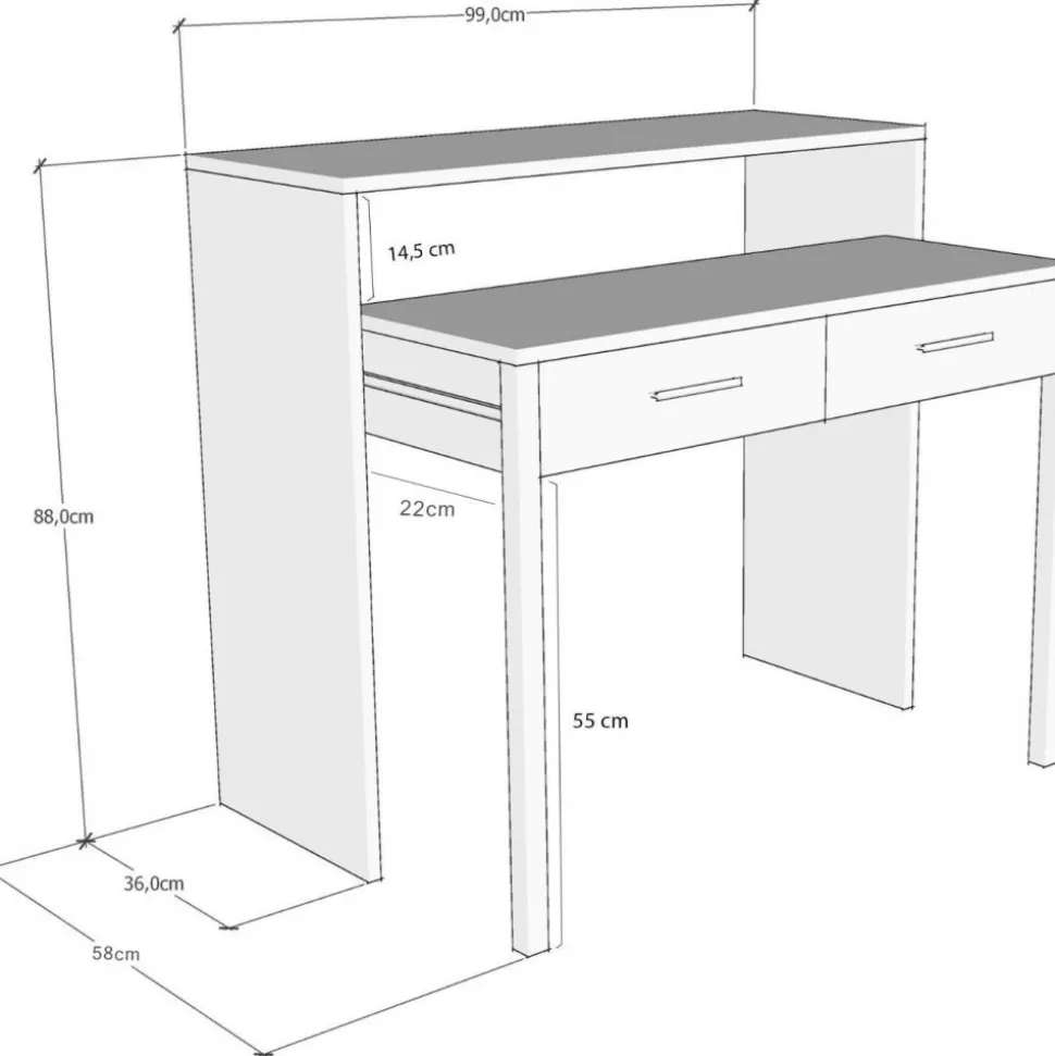 Skrivbord Maida utdragbart vit - 99 cm
