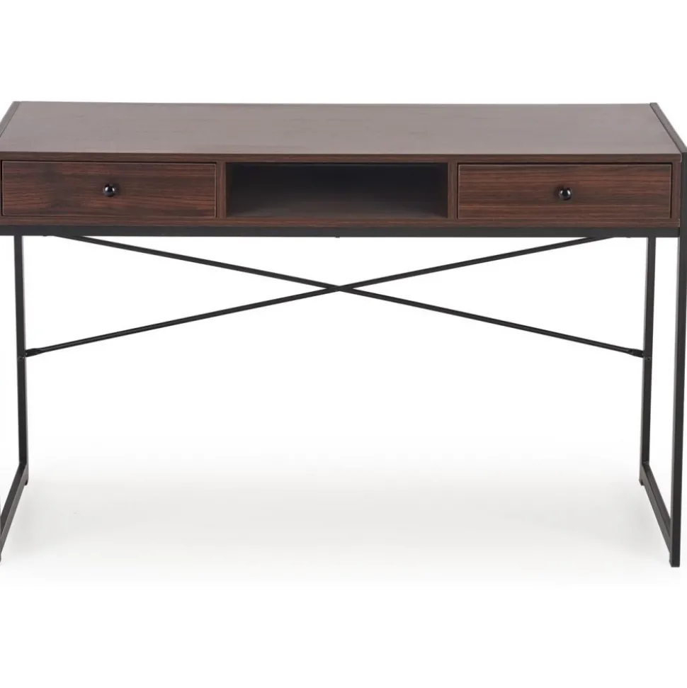 Skrivbord med lådor valnöt 123 cm bred