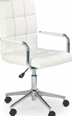Skrivbordsstol vit PU höj och sänkbar - Regan