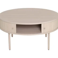 Slide soffbord Ø90 cm - Vitpigmenterad ek