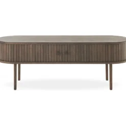 Slide TV-bänk - Brunlackad ek