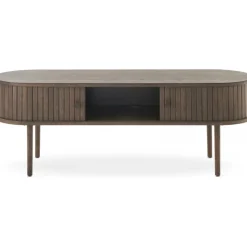 Slide TV-bänk - Brunlackad ek