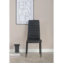 Slim matstol i svart PU